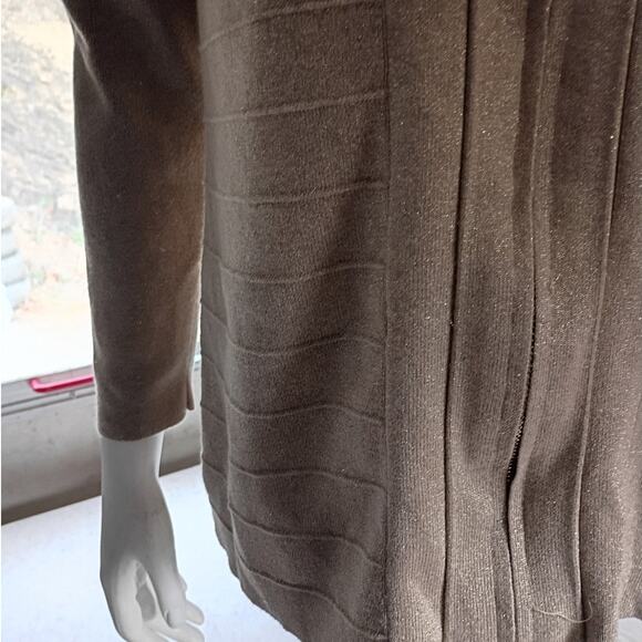 LANE BRYANT Gold Metallic Ribbed Zip Knit Cardigan 14/16 Quietlux Minimalist - Picture 9 of 11